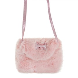 JIAHG 2018 Fluffy Shoulder Bag, Children's Pochette, Ribbon, Kids Bag, 2-Way Mini Bag, Fluffy, Hatching, Birthday Bag, Bag, Girls, Handbag, Clutch, Smartphone Bag, Kindergarten, Bowknot, Mobile Pouch,