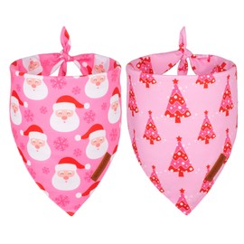 ADOGGYGO Christmas Dog Bandana, Xmas Tree Santa Pet Scarf, Premium Durable Fabric, Adjustable Fit Female Pet Christmas Bandanas for Small Dogs Puppies (Small)