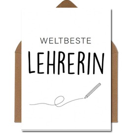 The Life Barn Postcard with Envelope World Best Teacher Thank You Card School Time School