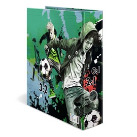 HERMA A4 Football Folder, 7 cm Wide, Children's Ring Binder with Sports Motif, Colourful Lever Arch File with Inner Print for Boys and Girls