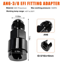 povtii 2 PCS 6AN Male to 3/8" & 5/16" Female EFI, Aluminium Quick Connect Disconnect Fuel Rail, EFI Fuel Line Fittings Push Connector for Most Cars, Universal Car Accessories (AN6-5/16)