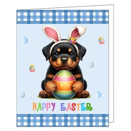 Rottweilers Dog Easter Dog Greeting Cards - Adorable Pets Invitation Cards with Envelopes - Pet Artwork Festival Greeting Cards (1 Greeting Card)