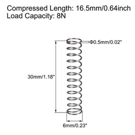 TA-VIGOR 10Pcs Extended Compressed Spring, 6mm OD, 0.5mm Wire Size, 30mm Length Durable Stainless Steel Small Dual Hook Tension Spring for Furniture Screen Doors Repair Projects