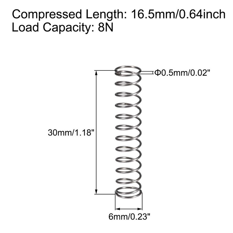 TA-VIGOR 10Pcs Extended Compressed Spring, 6mm OD, 0.5mm Wire Size,