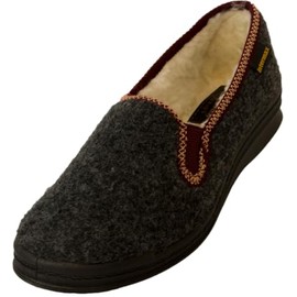 Intermax Women's Slippers Warm Lined Virgin Wool with Elastic Insert, charcoal, 39 UK