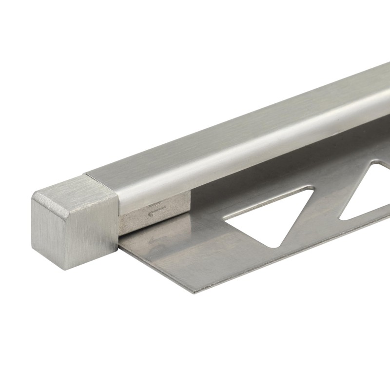 End Piece for Tile Rail Square Profile Corner V2A Brushed