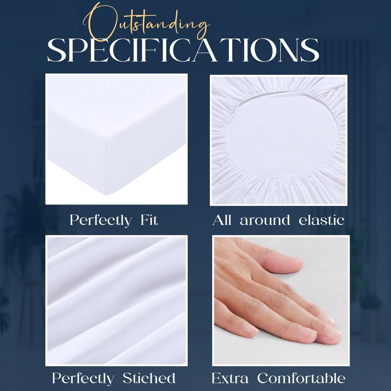 Sunshine Comforts Egyptian Cotton 4FT Fitted Sheets Breathable, Anti Wrinkle