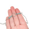 Open Circle with Turquoise Beads Link Chain Bracelet (Silver Tone)