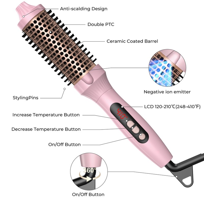 1.5 in Thermal Brush, Curling Iron Heated Round Curling Volumizing,
