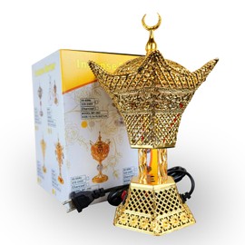 YASMEEN Gold Electric Incense Burner - Classic Middle Eastern Elegance for Timeless Home Decor