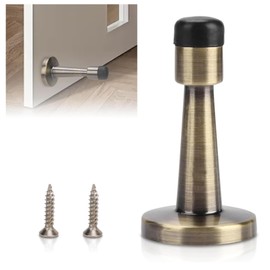 GIONAR Door Stop, Wall Mounted Door Stopper, Brass Door Stop for Skirtings, Zinc Alloy and Rubber Anti-Collision Door Stoppers for Home, Office, Hotel, Door Stops Indoors, Wooden and Wall Door Protect