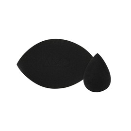 AMÚ Black Blender Duo - Set de 2 esponjas de maquillaje negras | Una grande de doble punta + una mini de precisión | Acabado uniforme y natural | Ideal para aplicar base y difuminar cremas | Libre de látex