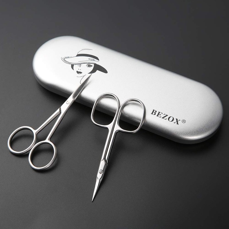 BEZOX Professional Cuticle Scissors Set, Multifunctional 2 Pieces Scissors with