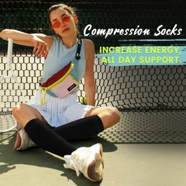 Iseasoo Copper Compression Socks (15-20 mmHg) for Men & Women - Running, Hiking, Cycling, Travel - Improves Circulation（L/XL）