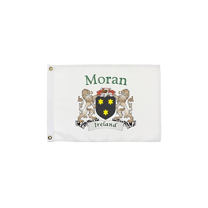 Moran Irish Coat of Arms Small White Flag - 12"x18"