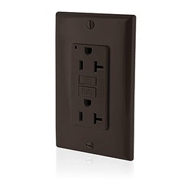 Leviton GFCI Outlet, 20 Amp, Self Test, Non Tamper-Resistant with LED Indicator Light, Protection from Electric Shock and Electrocution, GFNT2, Brown