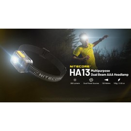 NITECORE HA13 Multipurpose Dual Beam AAA Headlamp - Batteries Included