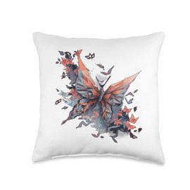 Faltkunst süße Origami Tiere Papierfalten Mädchen Origami Butterfly Japanese Art Women Throw Pillow, 16x16, Multicolor