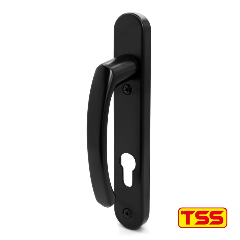 TSS Black UPVC Door Handle Pair Set, Sprung, 92mm PZ