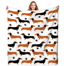 Dachshund Throw Blanket Bedding Super Soft Warm Flannel Blankets for Kids Adults Bedroom Living Room Sofa 50"x40"