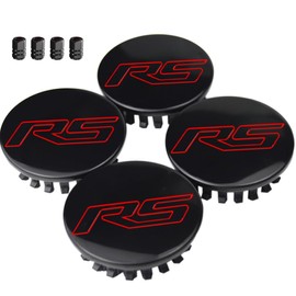 4PCS RS Wheel Center Cap Hub Cover and 4PCS RS Tire Valve Caps Compatible with Camaro Equinox Cruze Malibu Trax 59mm (RS-2)