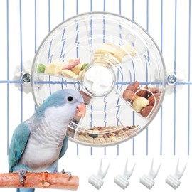BNOSDM Bird Foraging Toy Creative Feeder Systems with Seed Food Rotating Wheel for Enrichment & Training Parrot Puzzle Toys(White)