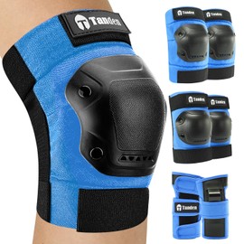 Tanden Skating Protective Gear Kids Knee Pads and Elbow Pads Set, Bike Knee Pads for Kids Wrist Guards for Roller Skating Toddler Knee and Elbow Pads Blue, Child (3-9 years)