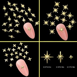 WOKOTO 600Pcs Gold Star Nail Charms 3D Alloy Nail Art Charms Cute Cross Star Nail Decorations for Nails Charms for Acrylic Nails Supplies Gold Star Nail Gems DIY Nail Art Decoration Accessories