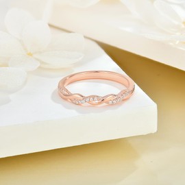 Starnny Women's Rings Sterling Silver 925 Infinity Rings 3A Cubic Zirconia Engagement Ring for Women, Sterling silver, white gold, Cubic Zirconia