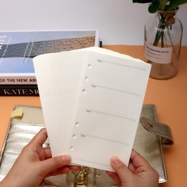NatSumeBasics A6 Refills Paper 3.5" x 6.5" Undated Weekly Binder Planner Inserts 90 Sheets 6 Holes Pocket Notebook Papers for Personal Travel Journal Diary (A6 Weekly)