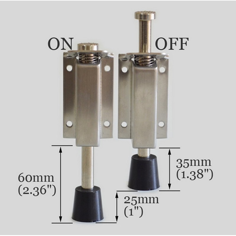 Stainless Steel Door Stopper Spring Loaded Telescopic Step On Door