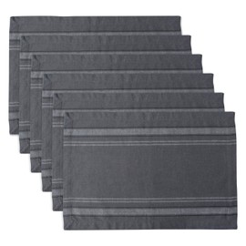 DII 100% algodón, Lavable a máquina, Mantel Individual a Rayas francesas para cenas, Verano y picnics al Aire Libre, Cambray Gris, Placemat - 13 x 19, 1