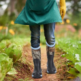 Showave Women's Rubber Hunting Boots Mid Calf Waterproof Rain Boot Insulated Mud Boots Durable Outdoor Working Boot for Fishing Garden Chore