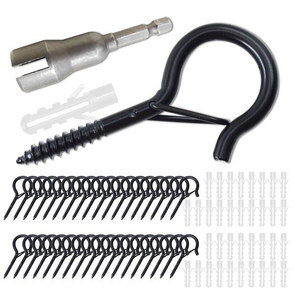 BDS-HOME 36pcs Q-Hanger Hooks with Safety Buckle, Windproof Screw-in Hooks,