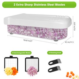 LHS Multifunctional Food Chopper - Onion, Vegetable Slicer Dicer Cutter, Potato Cutter - Veggie Chopper with Container (4 in 1, White)