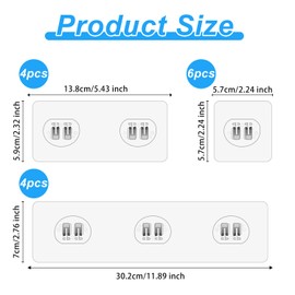 14pcs Shower Caddy Adhesive Replacement, 3 Styles Waterproof Shower Adhesive Strips Sticker Hooks No Drilling Wall Mount for Bathroom Kitchen Racks Organizers