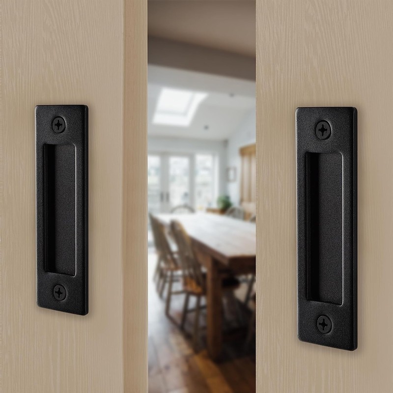 Wright Products Sliding Flush Barn Door Handle Set, Matte Black,