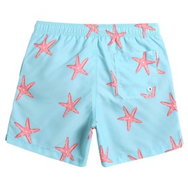 MaaMgic Swimming Trunks for Men and Boys, Swimming Shorts, Quick-Drying, Surfing, Beach Shorts with Mesh Lining - Light blue starfish, size: l