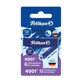 Pelikan 4001 TP/6 Ink Cartridges for Fountain Pens, Royal Blue, 0.8ml (330795)