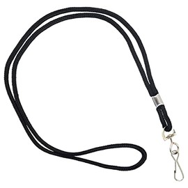 5 Pack - Black Lanyard with Swivel Hook - Basic, Round, Thin Braided Non-Breakaway Neck Strap Cord for School Name Tag, Office I'd Card, Keychain, Referee Whistle and More by Specialist ID