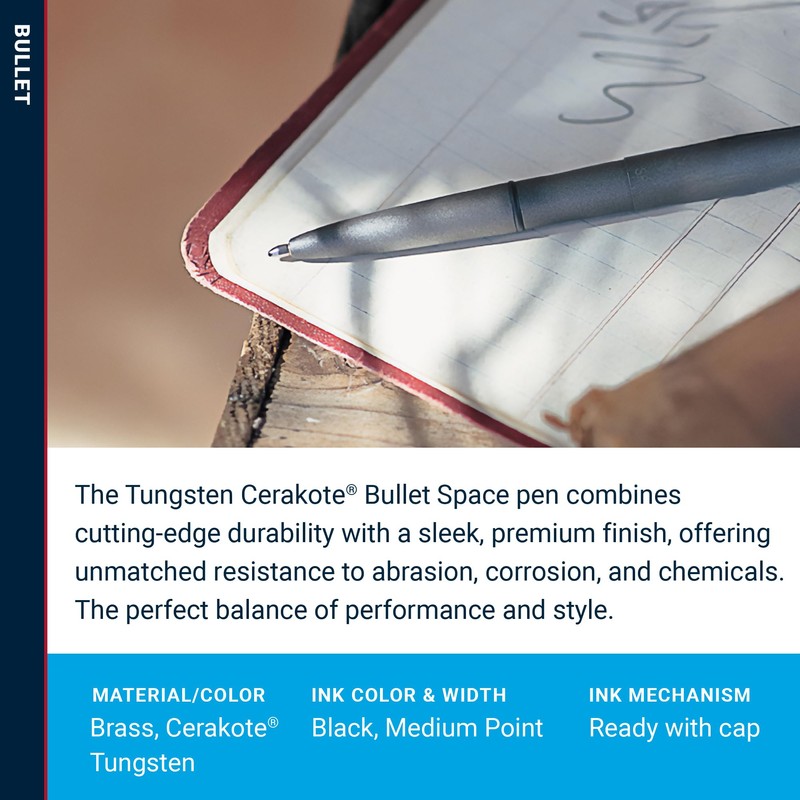 FISHER FISHER Space Pen Bullet Pen, Ballpoint, Tungsten, Cerakote Finish,