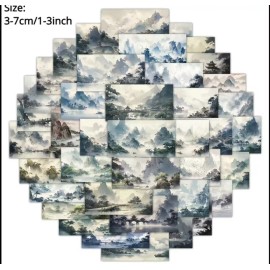 Unbranded 10pcs Asian Landscape Watercolor Stickers- Scrapbook, Journal, DIY Crafts