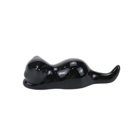Nicerity Chinese Painting Brushes Rests for Calligraphy Sumi Brushes Ceramics Cat Shape 2 Pcs(Black)