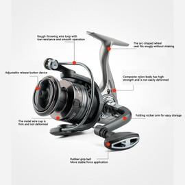 Lvpradior Fishing Reel 10kg Large Braking Power Spinning Reel Fishing Tackle for Saltwater or Freshwater - Trout, Bass, Pike, Salmon, Carp Fishing, Carp Fishing Reel (HJ1000)