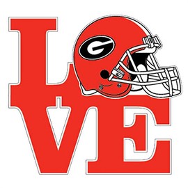 Auto-Graphs Georgia College Football Love Football Helmet Decal Red