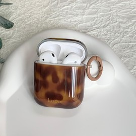 Reownest Compatible for AirPods Case Soft TPU with Cleaner Kit Cute Cool Amber Design Shockproof Keychain Cover for Girls Woman for Airpods 2 &1-Amber