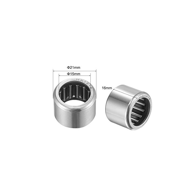 sourcing map HK1516 Needle Roller Bearings 15mm Bore 21mm OD