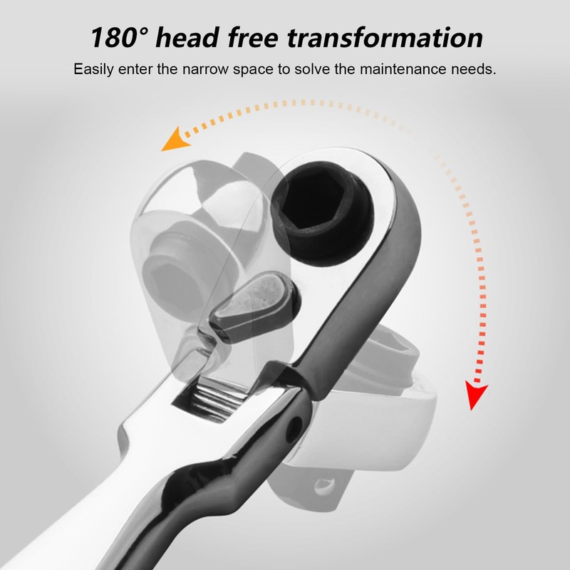 Mini Ratchet with 72 Teeth, Turns Quickly in Tight Spaces,