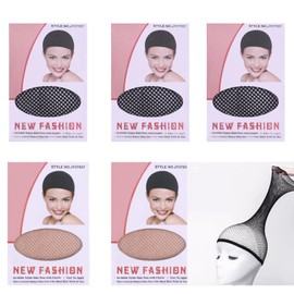 Set of 5 Wig Nets Tubular Shapes Unisex Mesh One Size Fits All Wig Accessories (3 Black + 2 Skin Color)