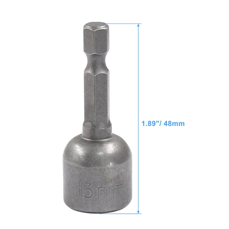 Hordion 2 Pcs Hex Nut Driver Bits 13mm, 1/4" Hex